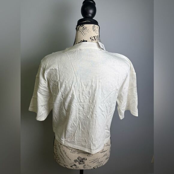 J.Crew Cropped T-shirt with crochet floral appliqués NWT Size S - Picture 3 of 10